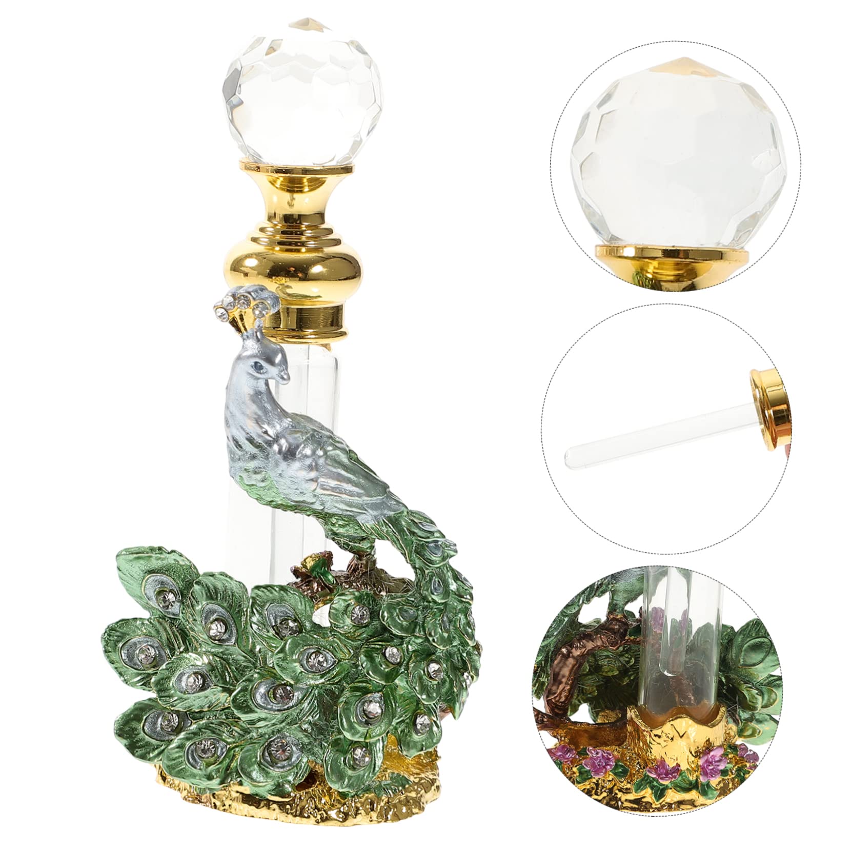 PRETYZOOM 3 Pz Bottiglia Di Profumo Di Pavone Bottiglia Di Profumo D'epoca Coperchi in Per Bevande Contenitori Per Spezie Bottiglie D'epoca Di Fiori Bicchiere Metallo Dubai