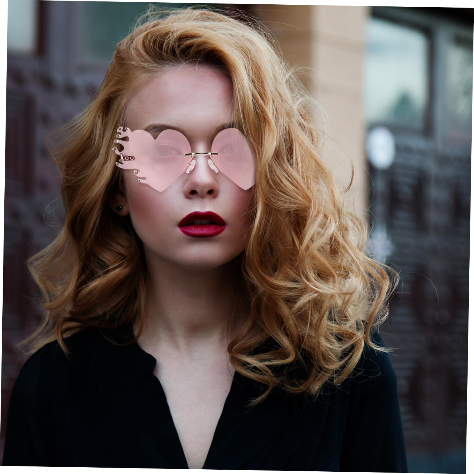 GALPADA 4 Pz Occhiali Da Sole a Occhiali Da Festa Per Festival Occhiali Alla Moda Occhiali Da Sole Da Donna Arredamento Per Il Trucco Occhiali Da Sole a Cuore Da Donna Rosa Metallo