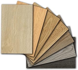 Mysflosy Vinylboden Selbstklebend, PVC Bodenbelag holzoptik wasserdicht, 7 Dielen Muster, 15,24cm x 10,16cm vinyl bodenbelag