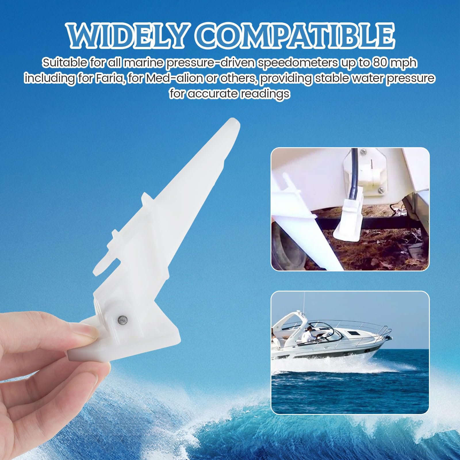 KTZCTPCA Marine Boat Speedometer Pitot Tube Kit, Automatic Kick-up Pilot Tube Assembly, Speedometer Automatic Kick-up Pitot Tube, Boat Speed Pickup Pitot Tube Sensor Pitot Sea Tool Accessories, White