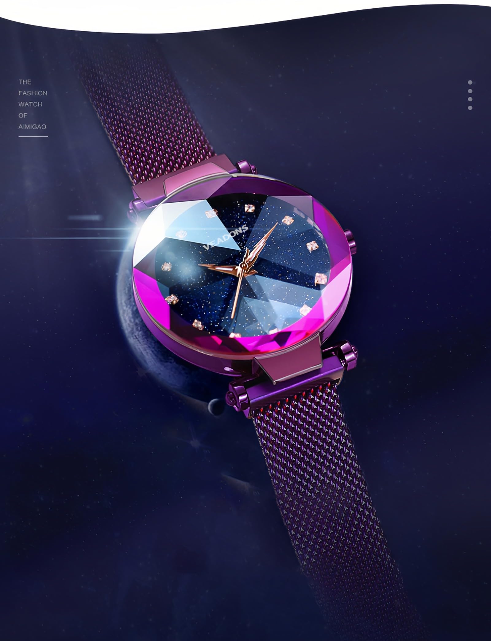 GOSASA Orologio da polso al quarzo casual da donna, stile semplice, impermeabile, cinturino in acciaio, Viola, Affari