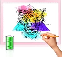 Vista 23 de Caja de trazado de luz LitEnergy con batería recargable, ultradelgada, ajustable, con alimentación USB, luz LED Artcraft, tamaño A4, para dibujo