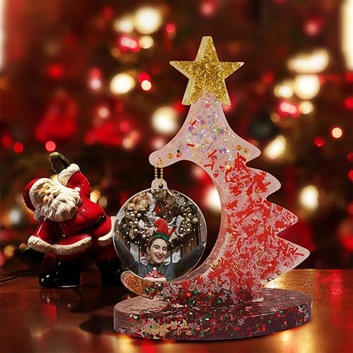 Miniatura 3 de Moldes de resina para marco de fotos, marco de fotos grande para árbol de Navidad, moldes de silicona con purpurina de arcilla navideña para