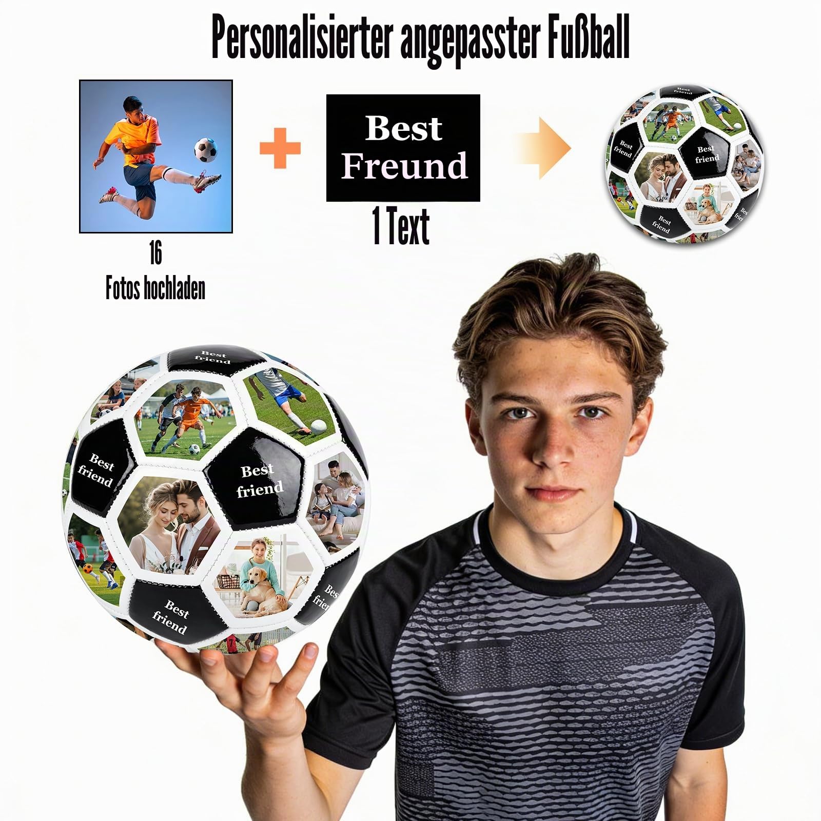 Generisch Personalisierter Ball, Personalisierbar Mit Foto & Text- Größe 5 Fussball, Trainings Fußball Oder Als Dekorationsball, Fussball Geschenke Jungen, EIN Individuelles Geschenk Für Fans