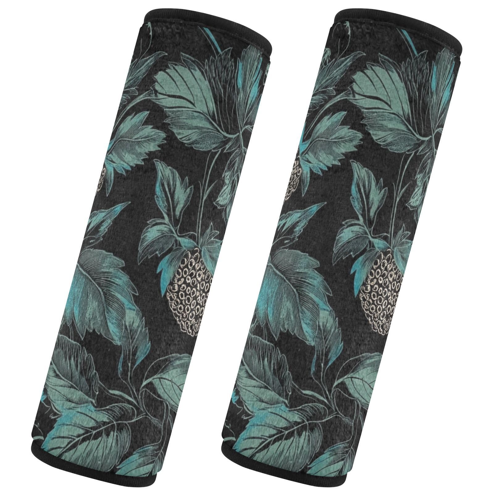 Blue Black Strawberry 2 pcs carseat Straps Covers, Protects Your Neck and Shoulders, Seatbelt Shoulder pad for Sedan SUV Most Cars 10x7.7 in forro para cinturon de seguridad