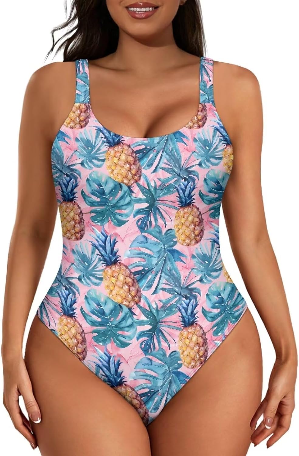 NRBEAWD American Flag Print Swimsuits Women's Scoop Neck