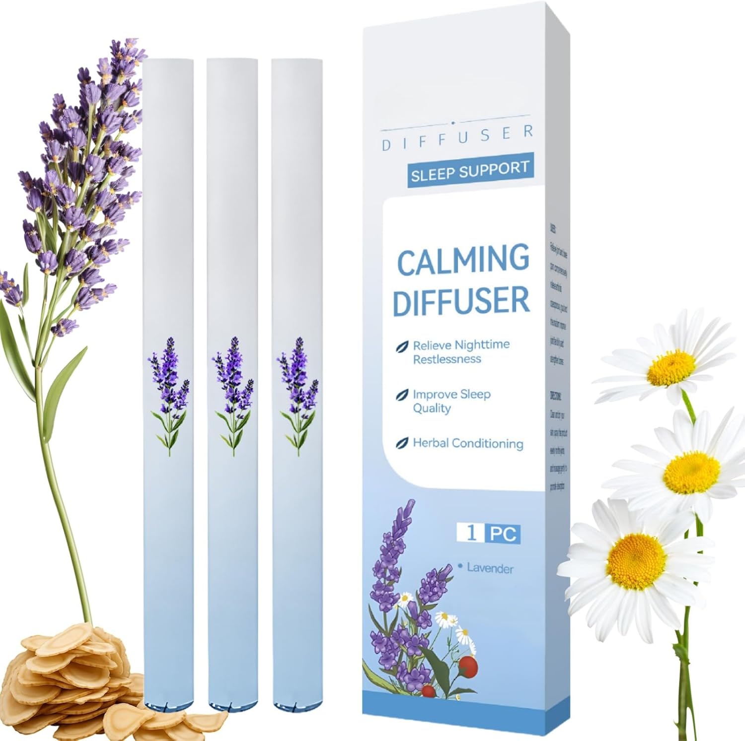 3PCS Herb/al Diffuser Pen with Nat/ural Extracts for Lung Cleansing,Her/bal Diffuser Pen,Portable Inh/aler for Breathing Cleanse,Breathing Exercise Stick,for Sleep Support and Stress Relief#Blue