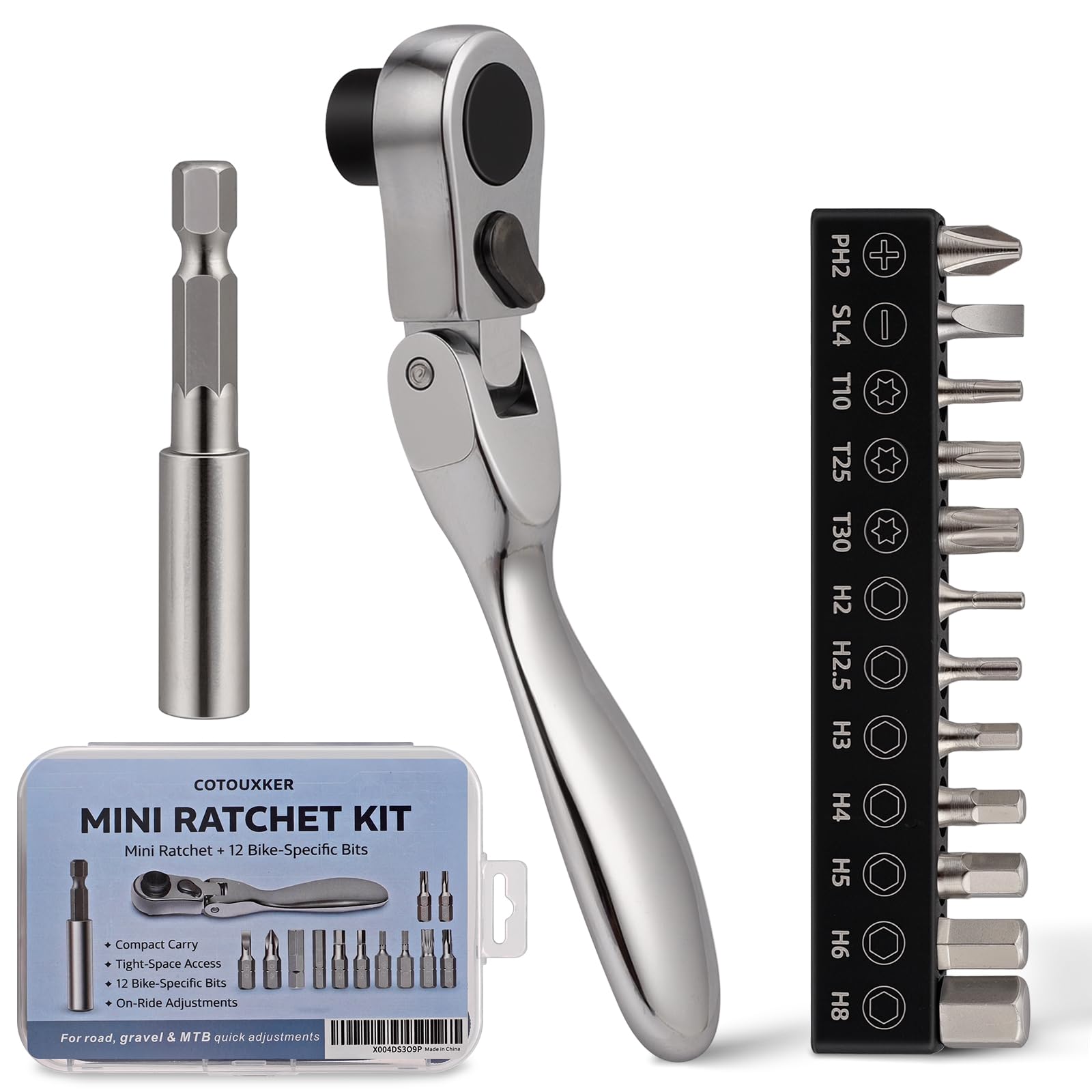 Mini Ratchet Set, Portable Bicycle Ratchet Set with 12 Bike-Specific Bits, Mini Bike Tool…