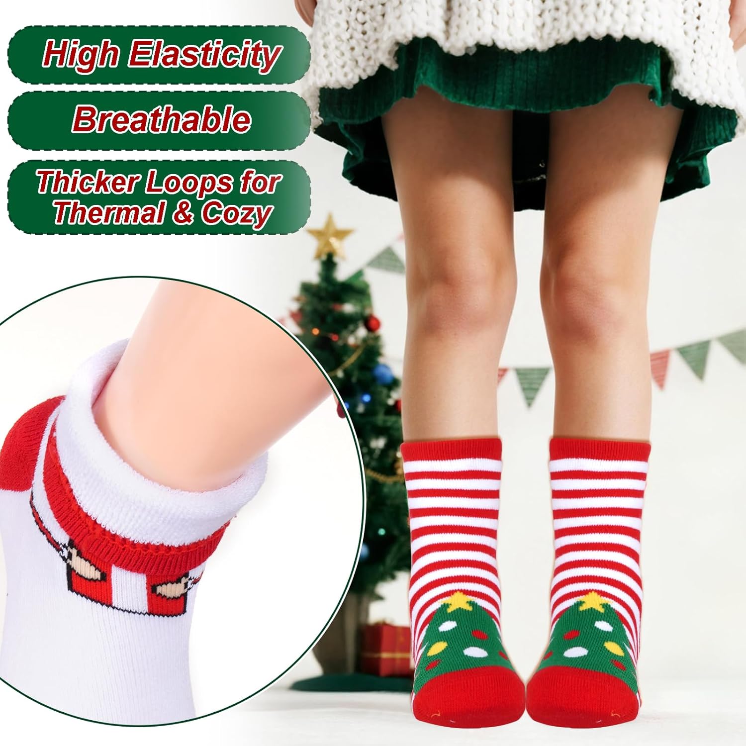 Nydotd 6 Pairs Kids Christmas Winter Socks Thick Cotton Warm Socks Thermal Crew Socks for Boys Girls Children Xmas Gift - Image 6