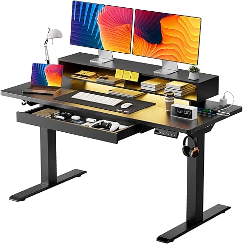 GTPLAYER Electric Standing Desk with Drawers, 48 x 24 Inch