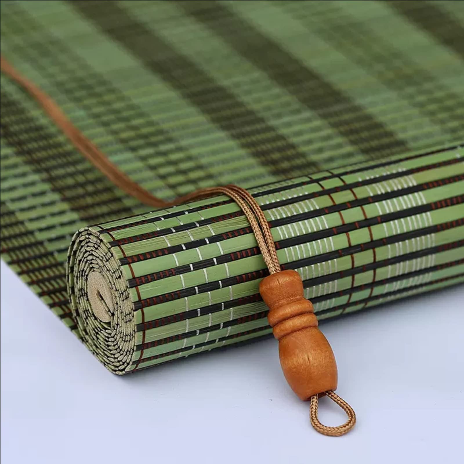 Tenda avvolgibile in bambù per esterni, con accessori, tende naturali per finestre, per protezione solare, facile da mantenere (arancione/blu/verde)