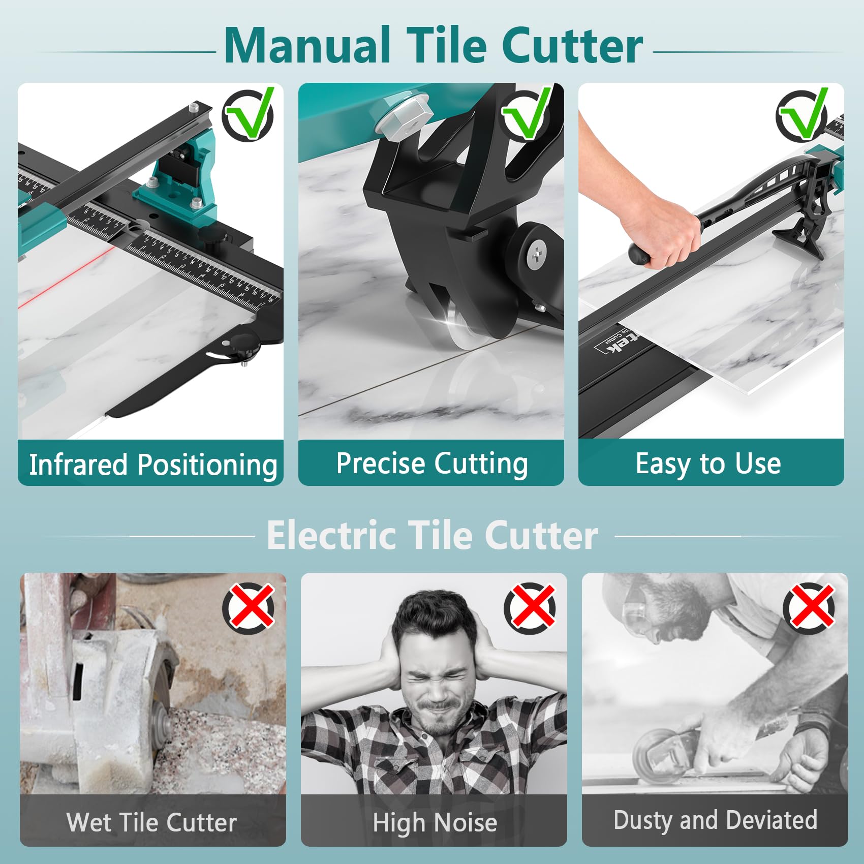 Seeutek - Cortador de azulejos manual de 122 cm, porcelana y cerámica con rueda de carburo de tungsteno, posicionamiento infrarrojo y soportes ajustables, apto para profesionales