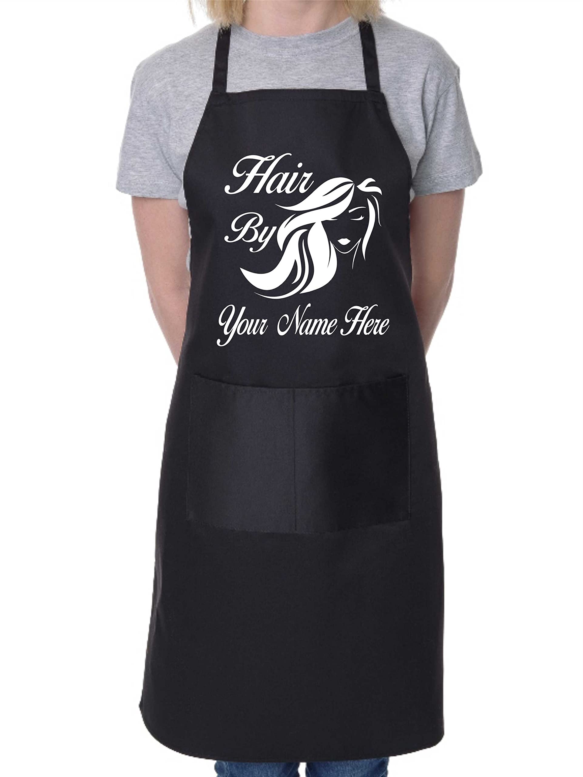 Print4u Unisex Black Personalised Apron Hair By Add Your Name Here Hairdresser Shop