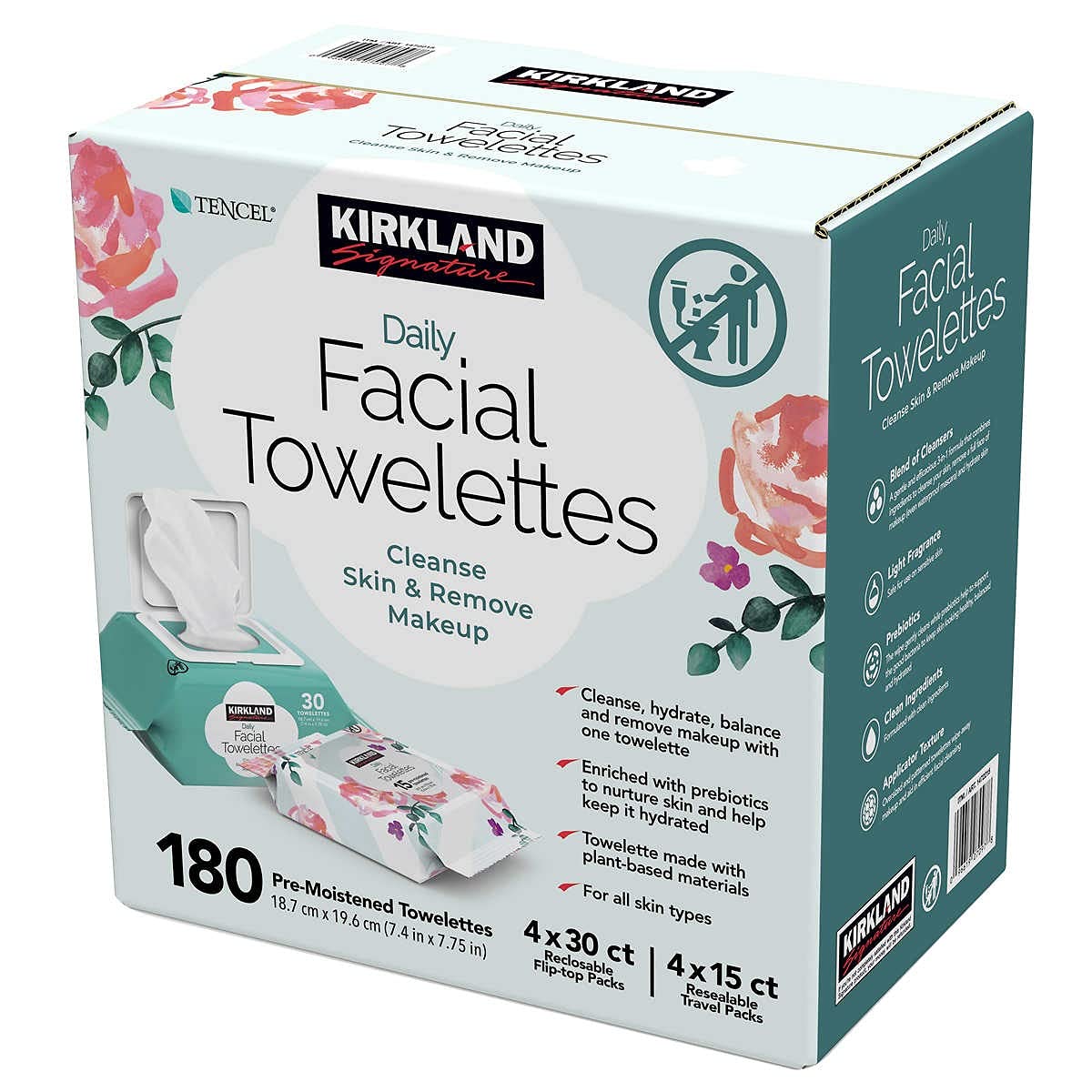 Kirkland Signature Daily Facial Towelettes, 180 Count