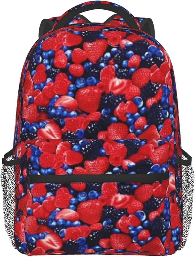 Blueberry Strawberry Adult Backpack Theft Tote Backpack Daypacks For