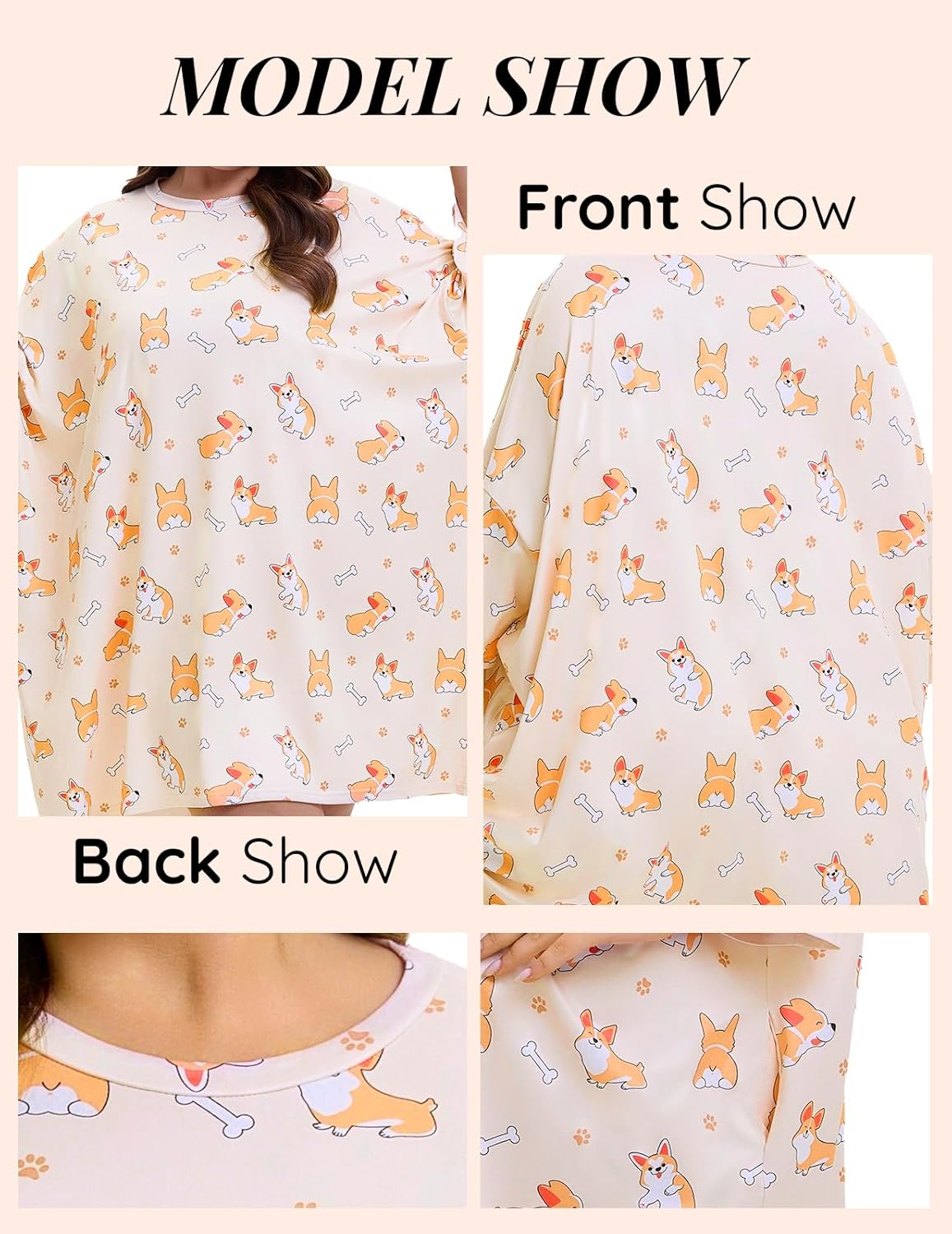 HONGTEYA Plus Size Nightgowns for Women Oversized Sleep Shirts Dress Women's Short Sleeves Sleepwear With Pockets Fit S - 5XL - Image 4