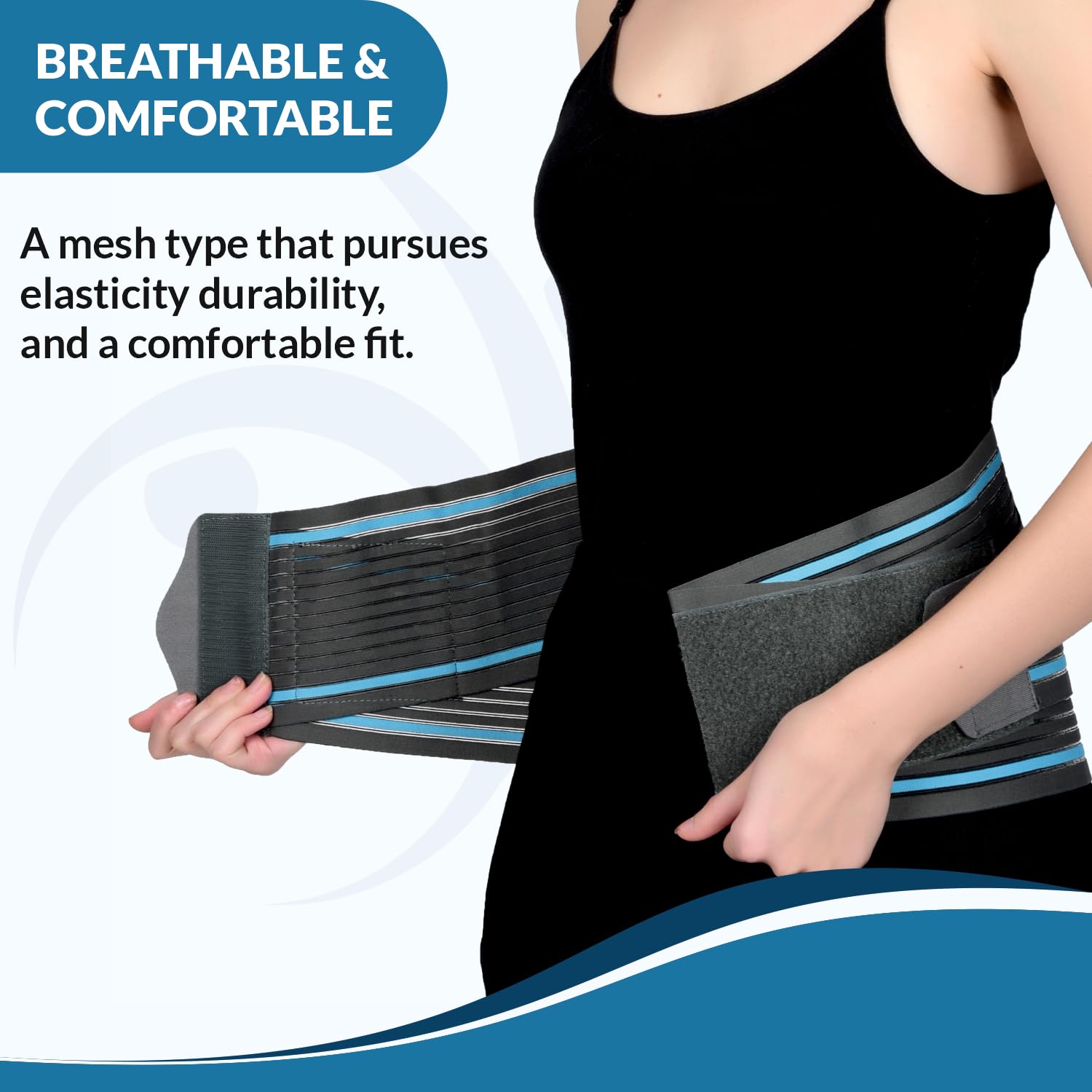 AccuSure Contoured Lumbo Sacral LS Support Belt For Lower Back Brace Support, Posture Correction, Back Pain Relief For Men and Women (L) 1