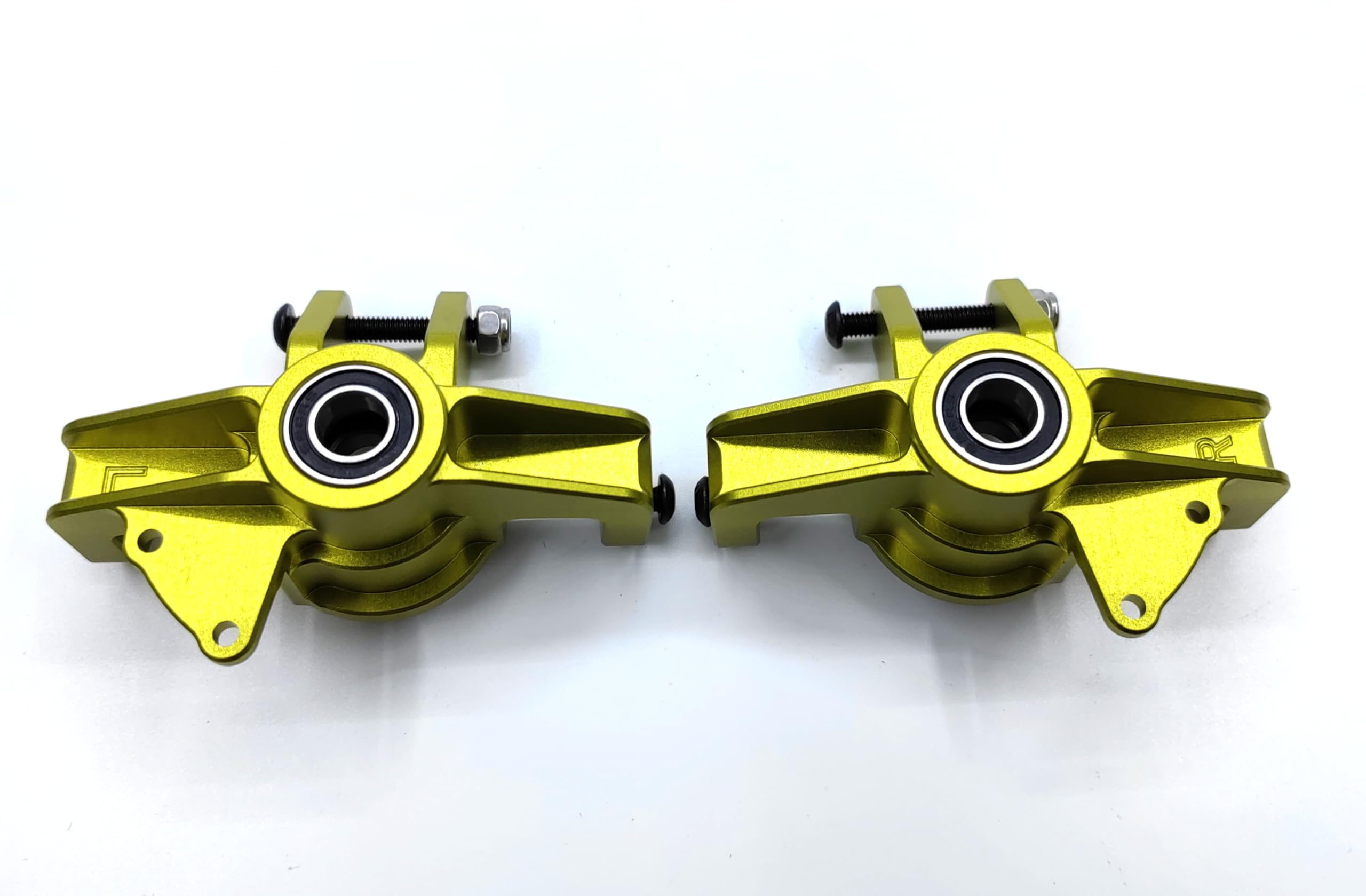 KEBEILEE CNC Upgrade Racing Alu7075# Front Spindle Set Knuckle for LOSI Super Baja Rey 2.0 1/6 (Yellow)