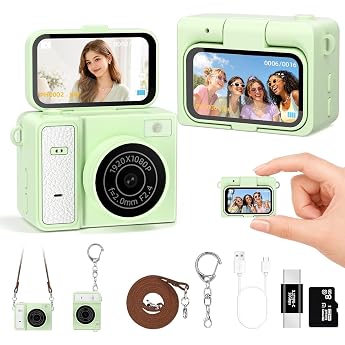 Mini Camera Mini Keyring Camera 1080P Portable Digital Camera with 1.47 Inch Flip LCD Retro Collector Camera for Travel Parties Birthday