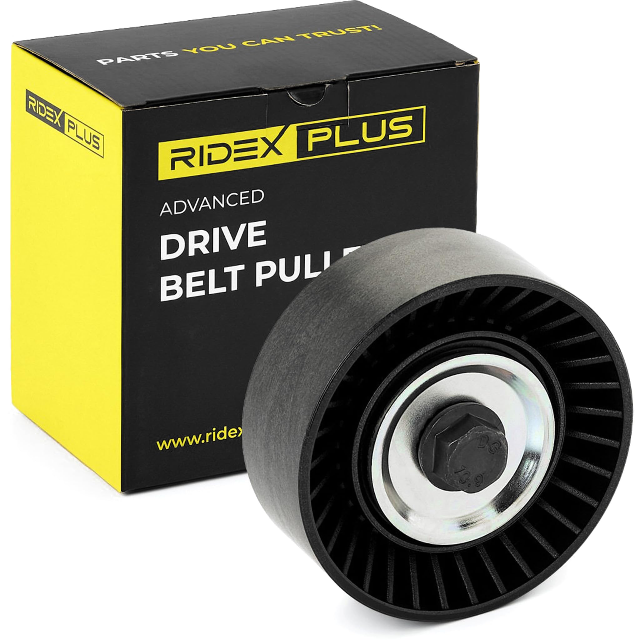 RIDEX PLUS 312D0016P Umlenk- / Führungsrolle Keilrippenriemen mit Befestigungsmaterial Kompatibel mit FORD Fiesta Mk5 Schrägheck JH1, JD1, JH3, JD3 1E0415930 1E0315930 1072321