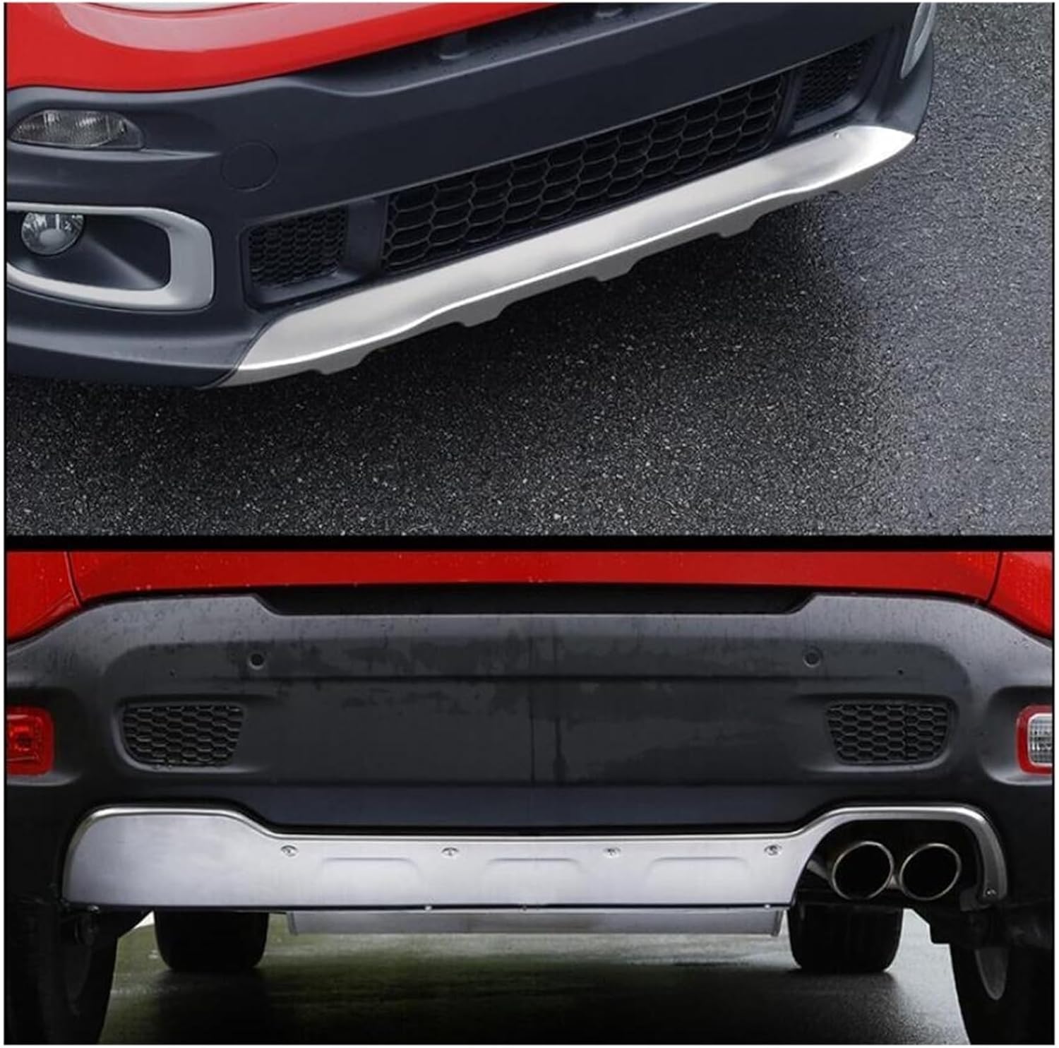 LINGYUE Front+Rear Bumpers Car Accessories Car Bumper Protector Guard Skid Plate Stainless Steel Compatible for Jeep Renegade 1.4T 2016 2017 Bumper Bracket(1)