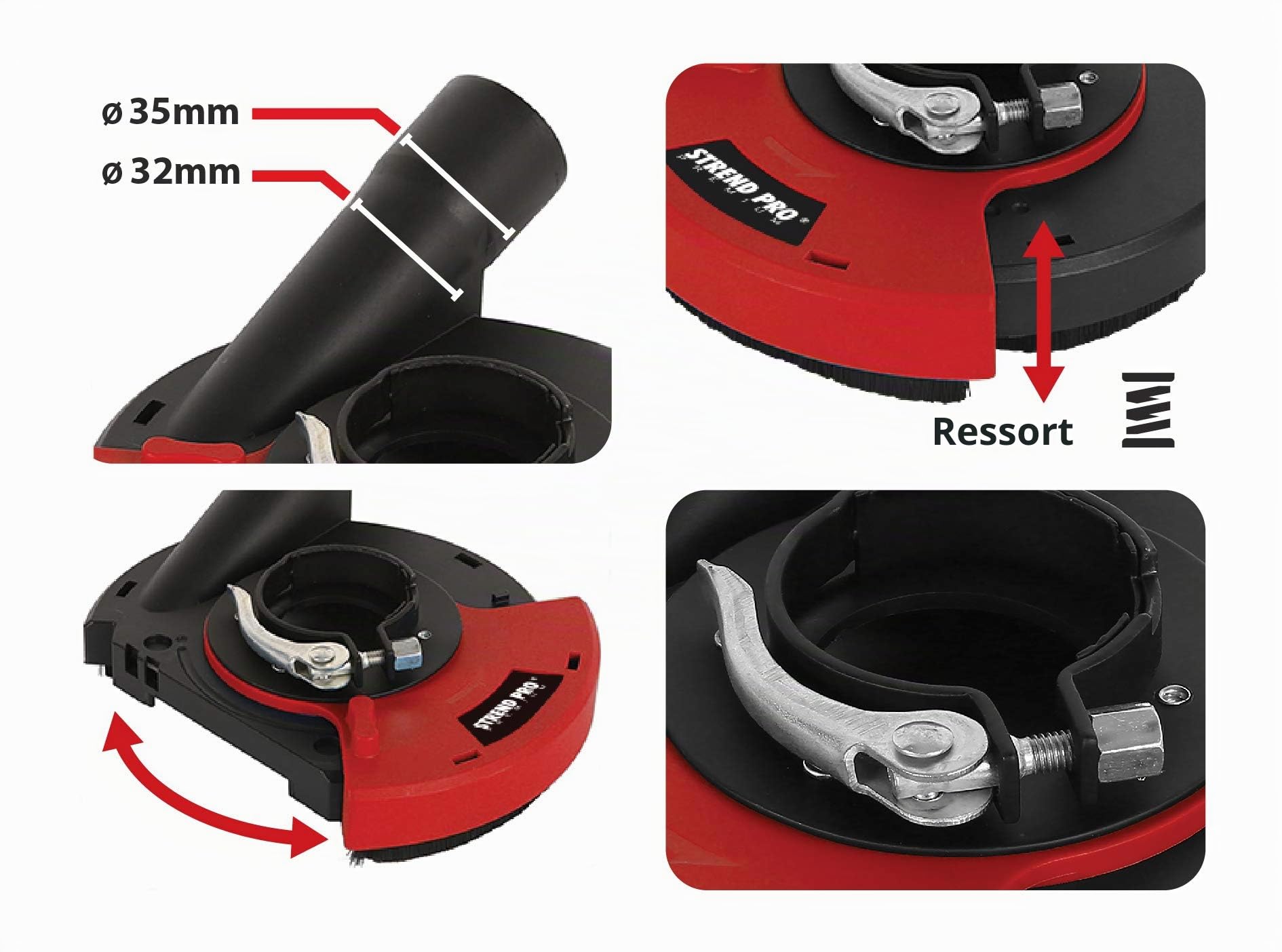 Hotte aspirante pour meuleuse d'angle 125mm / 115mm | FIT UNIVERSEL | aspiration flexible pour disque diamant 125mm | aspiration Meuleuse d'angle | Accessoires pour meuleuse d'angle