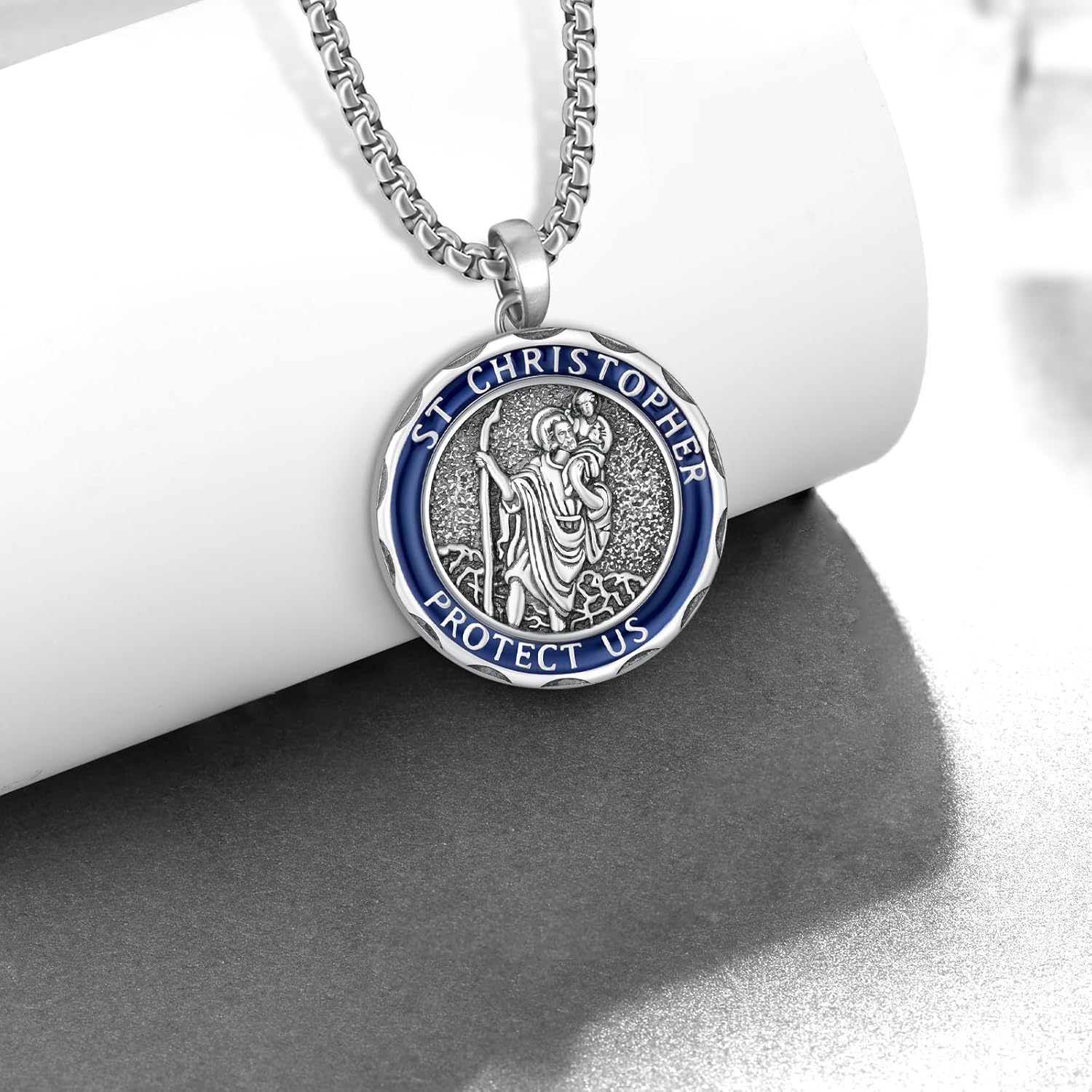 925 Sterling Silver St Christopher Necklace for Men, Saint Pendant Travel Protection Jewelry, St Christopher Medal Catholic Necklace Gift for Women Men - Image 2