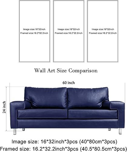 Miniatura 7 de Wieco Art Arte enmarcado de aluminio negro grande, 3 paneles, gran ola de Kanagawa, Katsushika Hokusai, impresiones en lienzo de arte de pared,