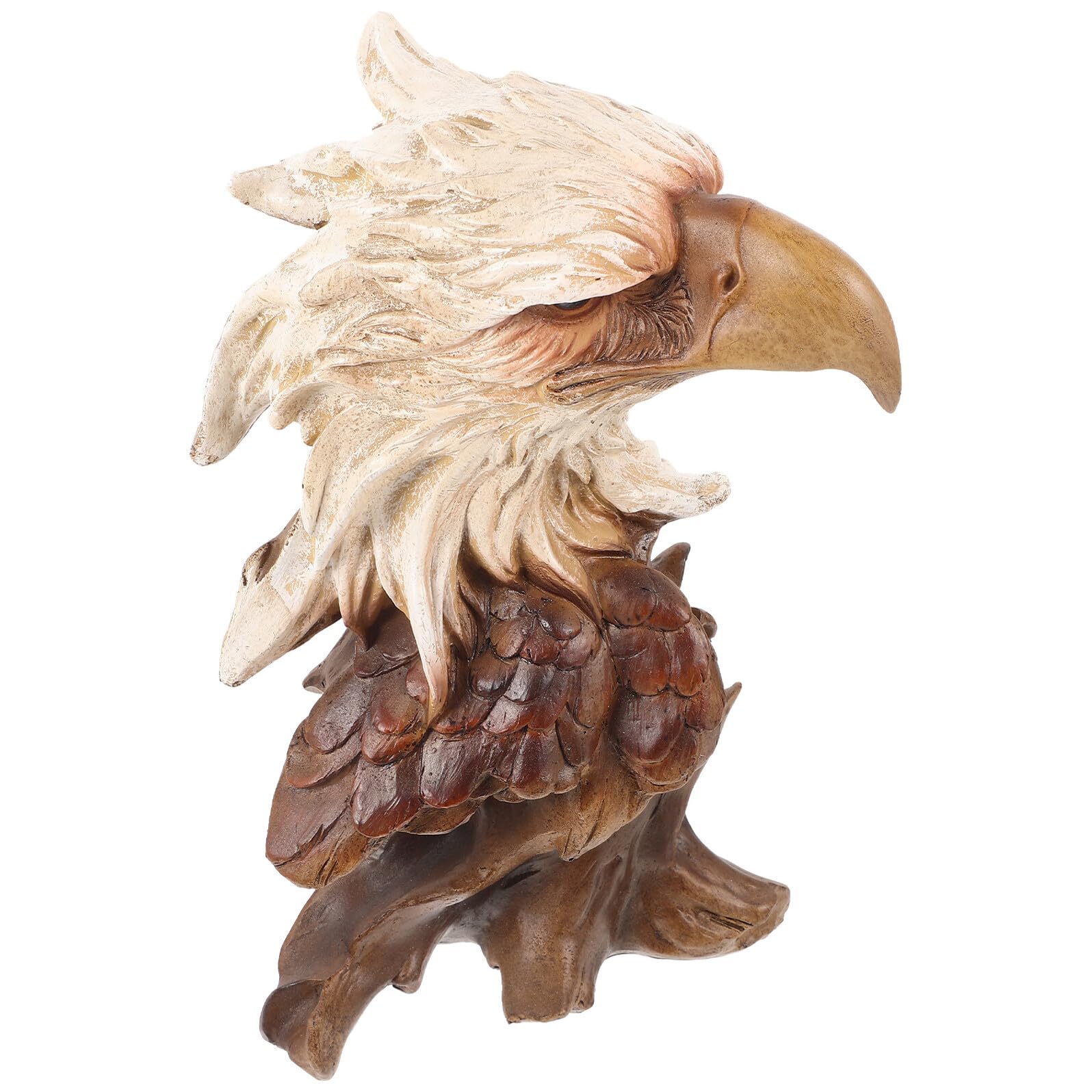 Décoration de bureau tête d'aigle artisanale en résine de prestige