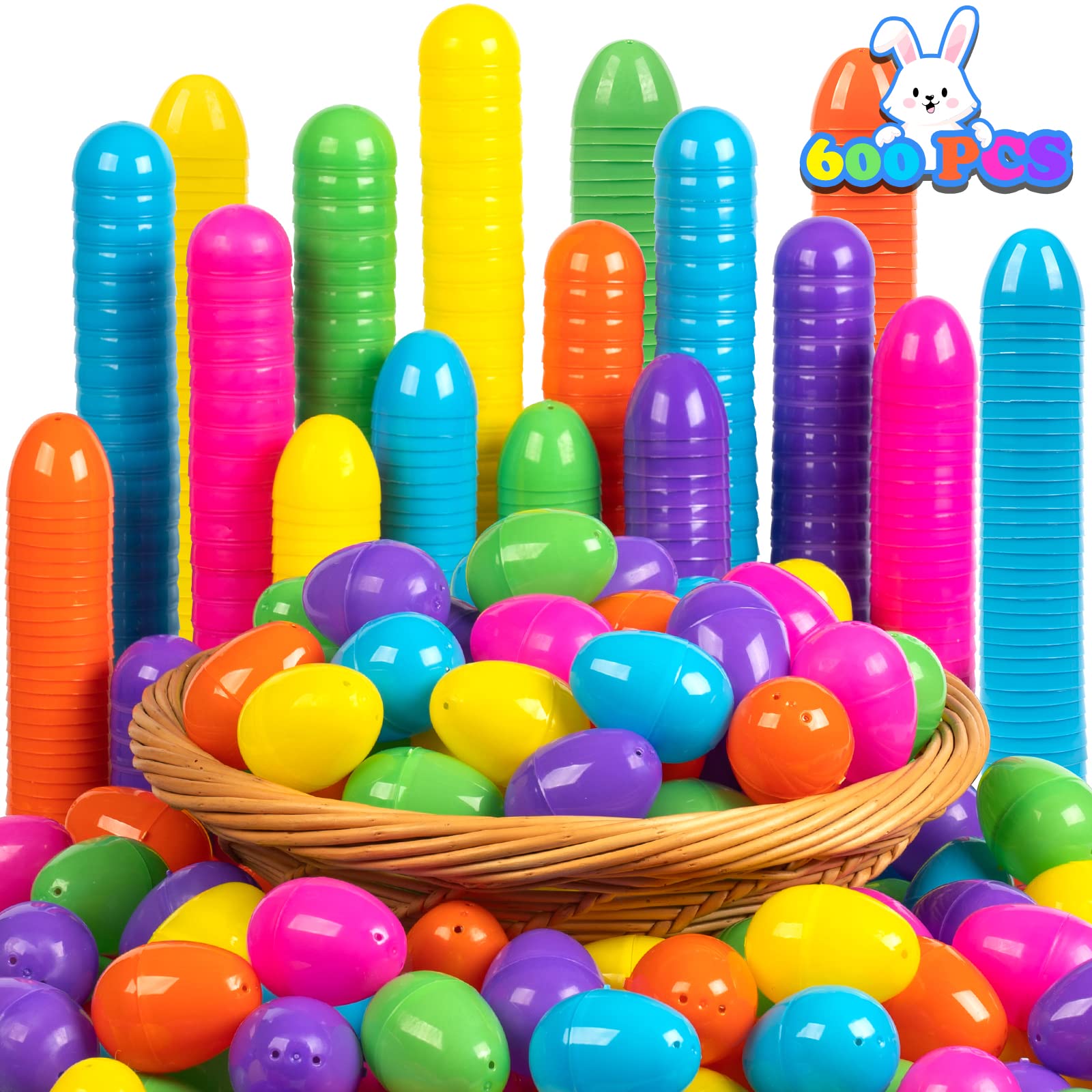 Photo 1 of Ainsir 600 Pcs, 2.4" Plastic Easter Eggs Bulk Colorful Bright Easter Basket Stuffers,Easter Eggs Empty for Easter Hunt,Easter Decorations,Toy Egg Basket Suprise Egg