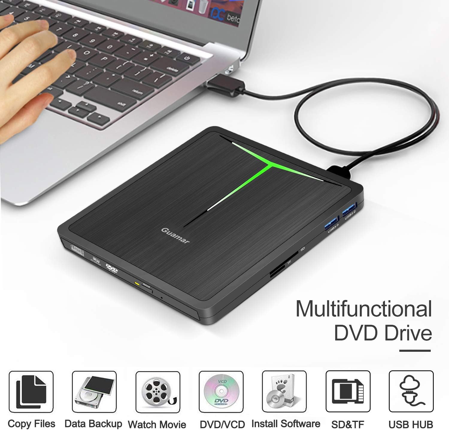 Exсluѕіvе External CD DVD Drive,USB 3.0 CD/DVD +/- RW Burner Writer Guamar USB C Portable CD ROM Optical Drive Disc Reader Player for Apple Laptop Mac PC Desktop Windows 11/10 with SD/TF Slot (Black) 🔥 External CD DVD Drive,USB 3.0 CD/DVD +/- RW Burner Writer Guamar USB C Portable CD ROM Optical Drive Disc Reader Player for Apple Laptop Mac PC Desktop Windows 11/10 with SD/TF Slot (Black)