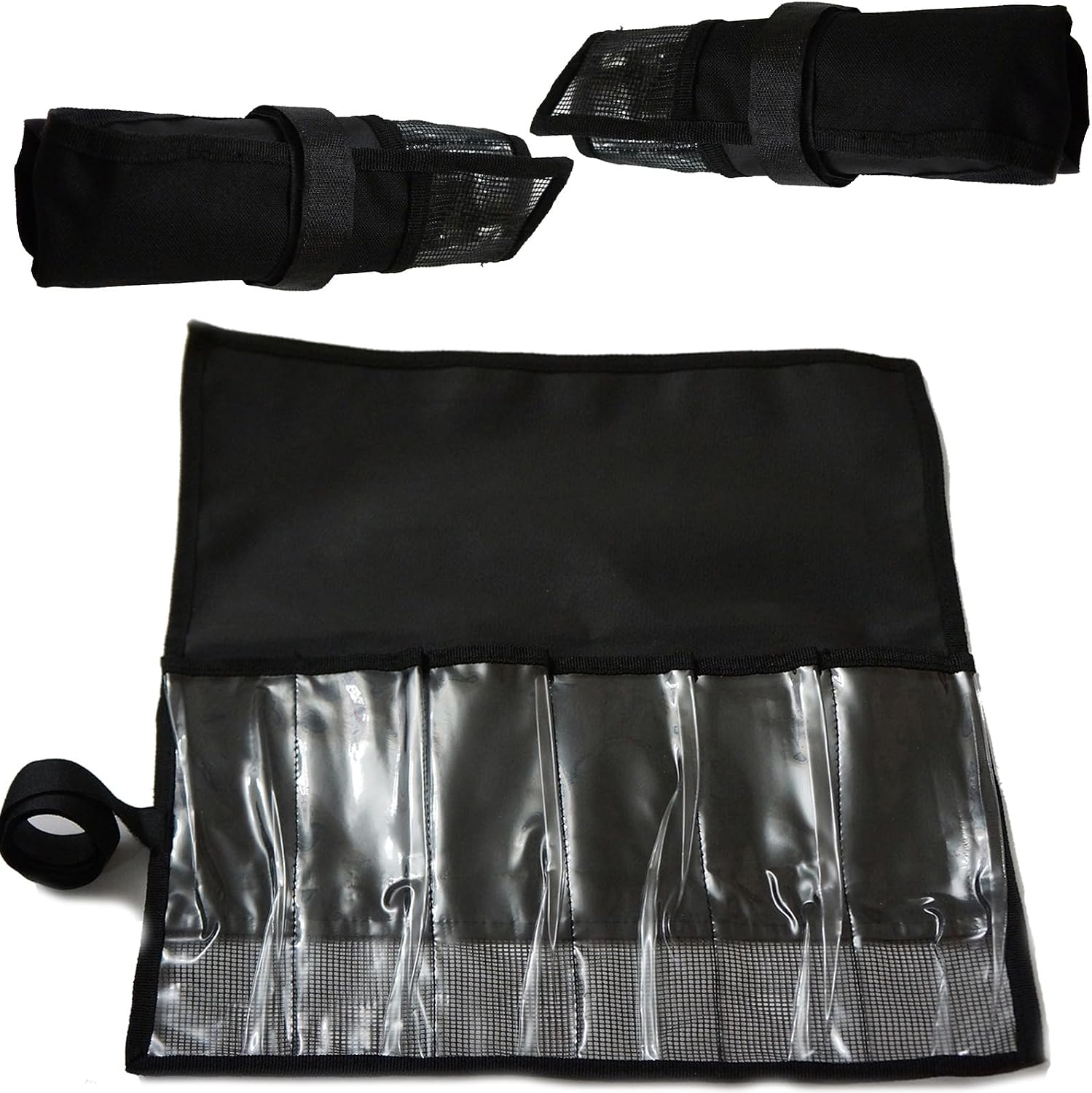 Qty 3 Fishing 6-Pocket Roll-up Trolling TACKLE Storage Jig Lures Bags - Black