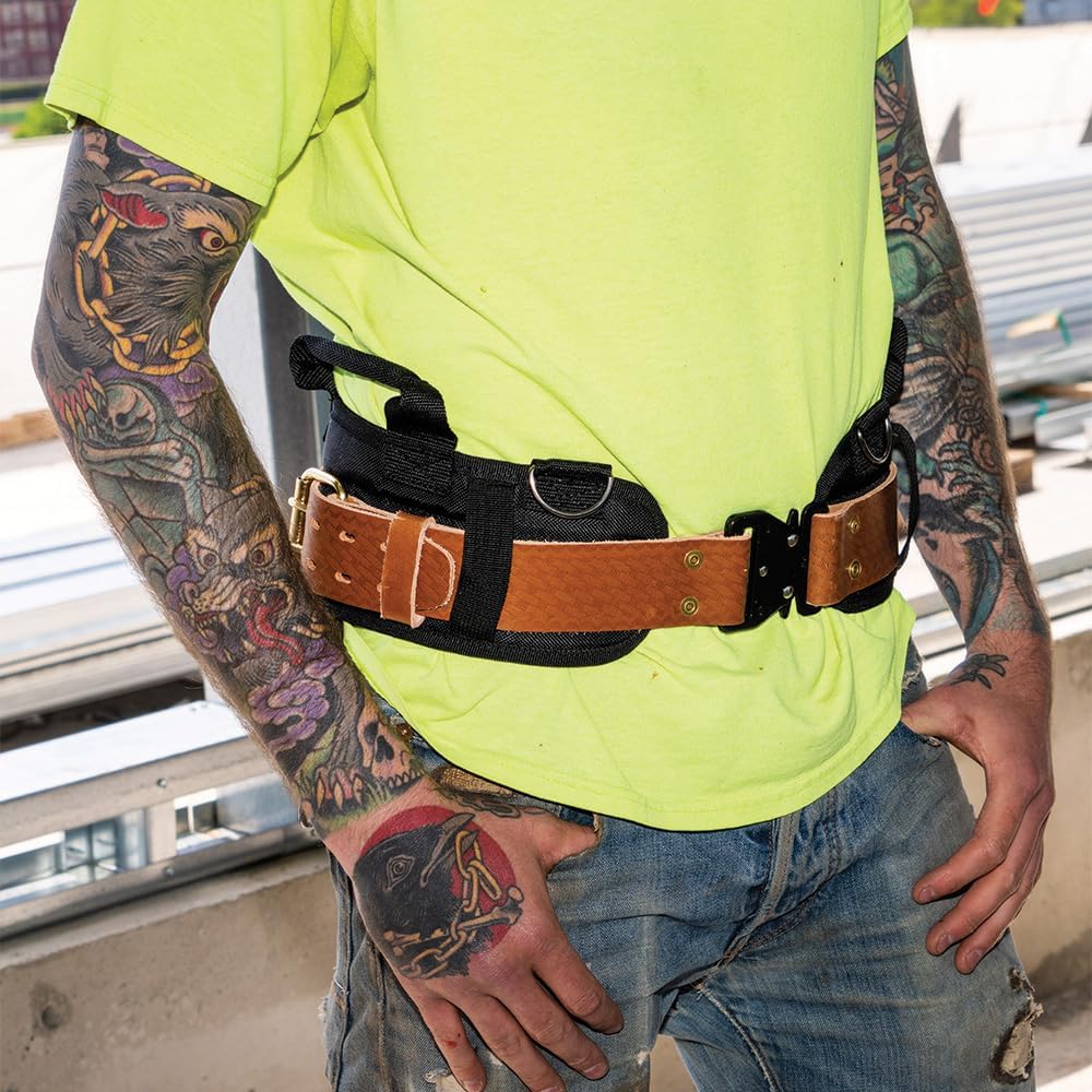 Klein Tools 5826M Leather Tool Belt with Quick-Release Buckle, 28-Inch to 36-Inch Waists, Medium - Image 7
