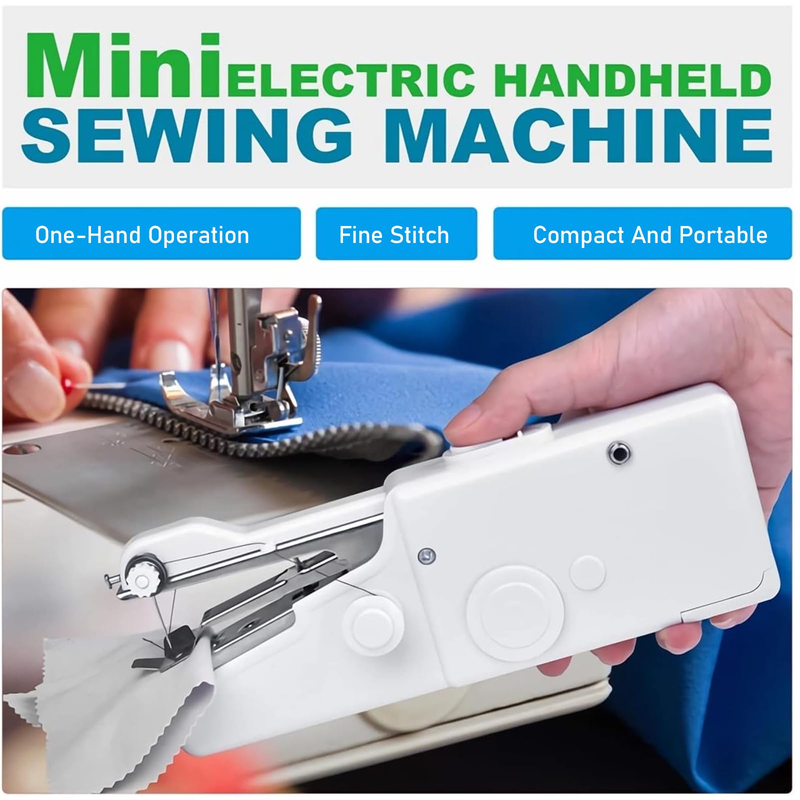 Macchina Da Cucire Portatile - Mini Cucitrice Per Tessuti, Ideale Per Viaggi E Casa - Foto 7