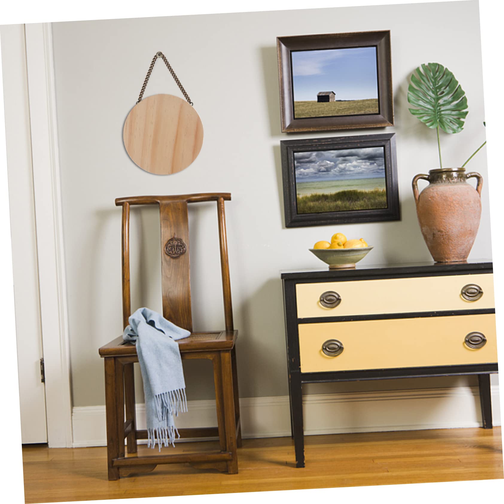 IWOWHERO Wood Material DIY Plate for Decor 5pcs Round Plate DIY Material Craft Hardwood