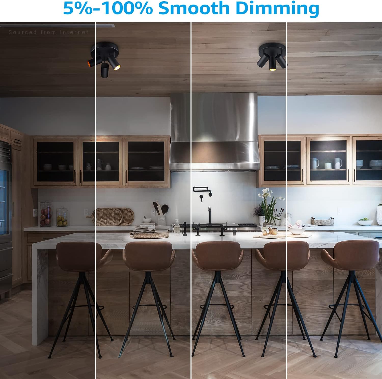 LEONLITE 36W 5CCT 3 Light LED Directional Ceiling Spotlight Fixtures, Adjustable Spot Light Flush Mount, Dimmable Accent Lighting for Kitchen, Hallway, 110-277V, 3200lm, CRI90, Black