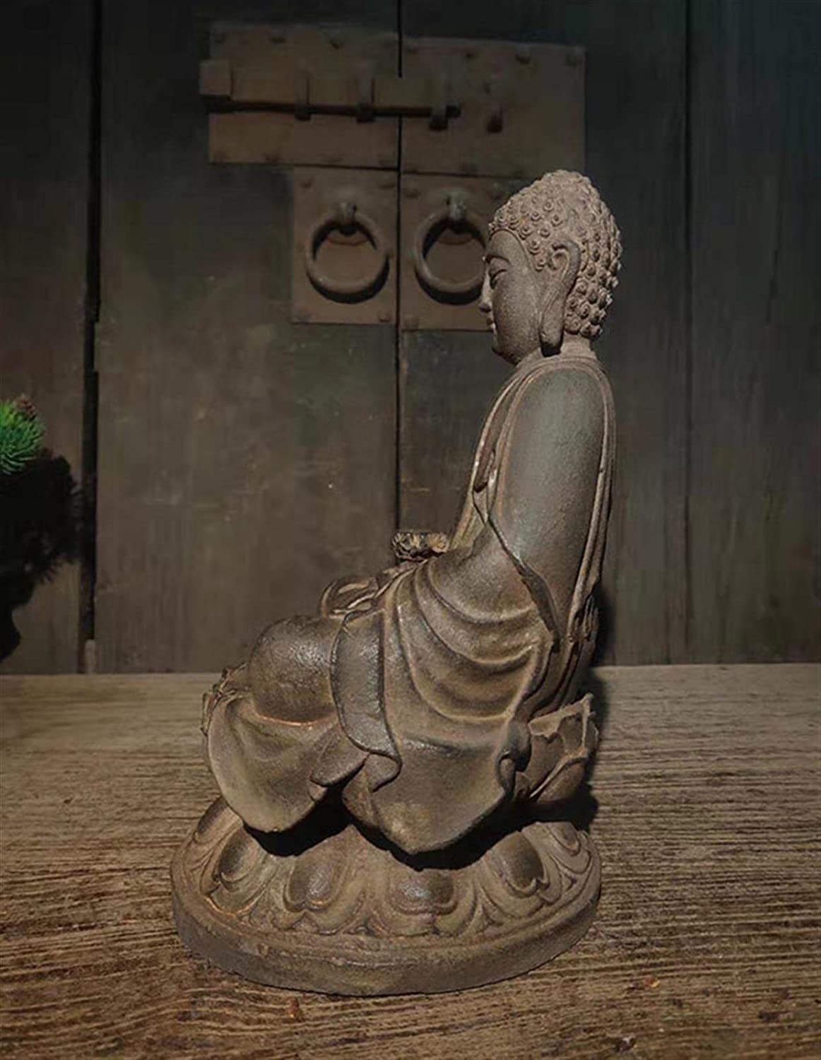Estatua de Buda,Estatua sentada de Buda, Shakyamuni Modelo Estatua de Buda Decoración Antigua Artesanía de Hierro Fundido Colección Religiosa Decoración