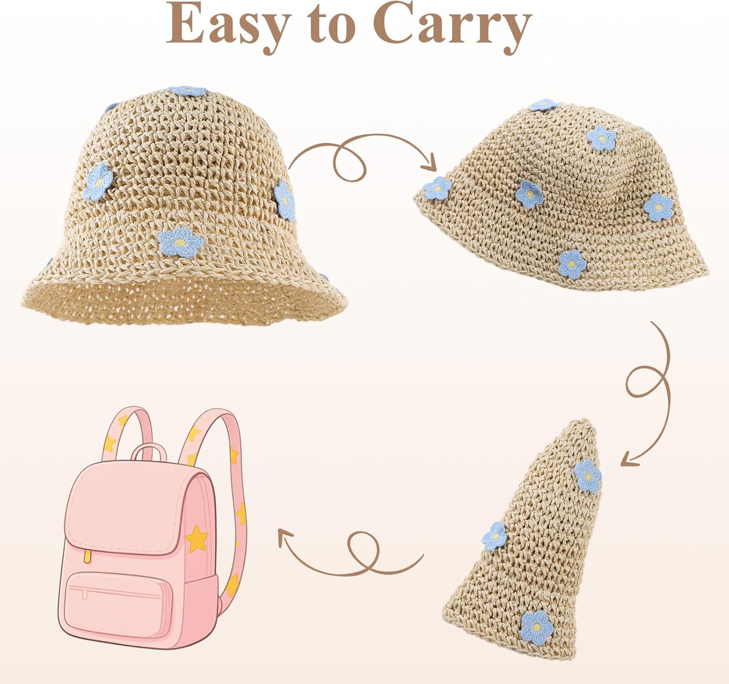 Baby Girl Straw Hat Toddler Summer Beach Hat with Lace Bow Infant Girls Sun Hats - Image 4