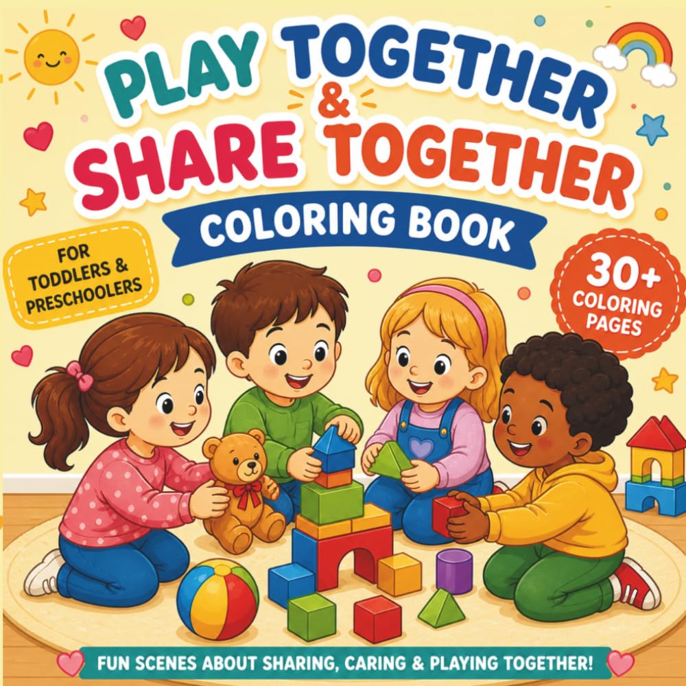 Play Together & Share Together: A Coloring Book About Sharing, Kindness & Friendship