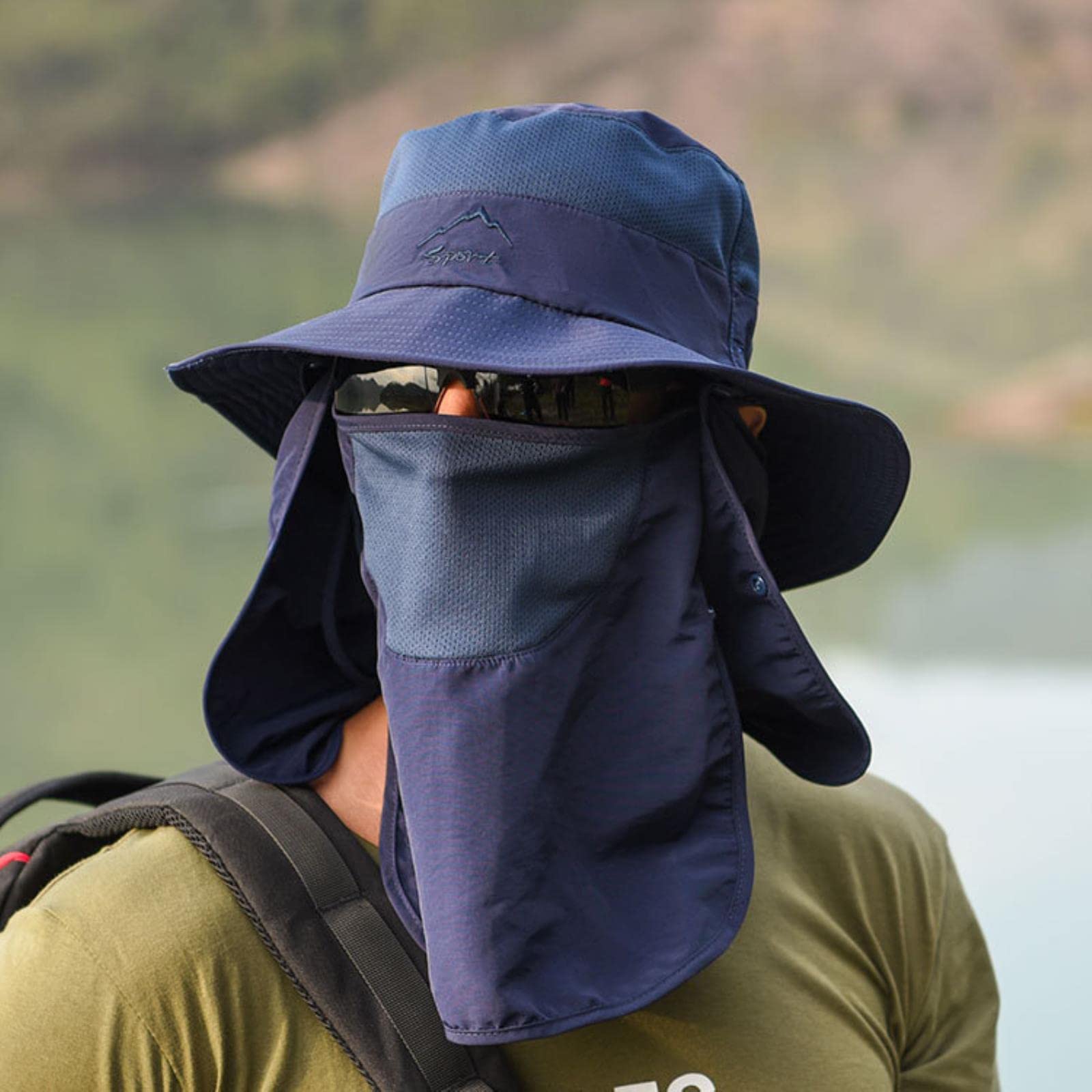 Sombreros Verano Secado Rápido Hombres Hombreras De Mujer De La Cara Al Aire Libre Amplio Blim Sombrero Protección del Sol Tapa De ala Ancha para La Caza