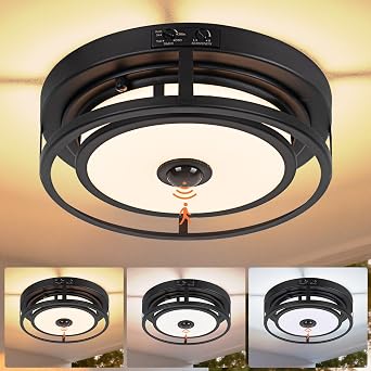 19 Large Outdoor Light Fixture 2 Pack + 12IN Motion Sensor LED Ceiling Light, Porch Lights Sconce Exterior Lighting Fixtures, Anti Rust Outdoor Lights Waterproof for House, Doorway, Garage