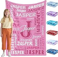 Vista 1 de Manta personalizada con nombre para adolescentes, niñas, niños, mantas de bebé personalizadas de franela ultra suave y acogedora, manta con nombre