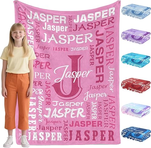 Manta personalizada con nombre para adolescentes, niñas, niños, mantas de bebé personalizadas de franela ultra suave y acogedora, manta con nombre