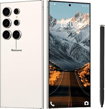 I24 Ultra Unlocked Phone 16+512GB,Built in Pen the Phone,Smartphone Battery 6800mAh 6.82 HD Screen,Android 14 with 128GB Memory Card cell phone,Face ID/5G/Fingerprint Lock/GPS (White, 16+512G) (Cyan)