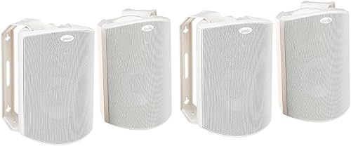 Polk Audio Atrium 4 - Altavoz para exteriores para todo tipo de clima, 75 Hz-25 kHz, 2 pares, color blanco