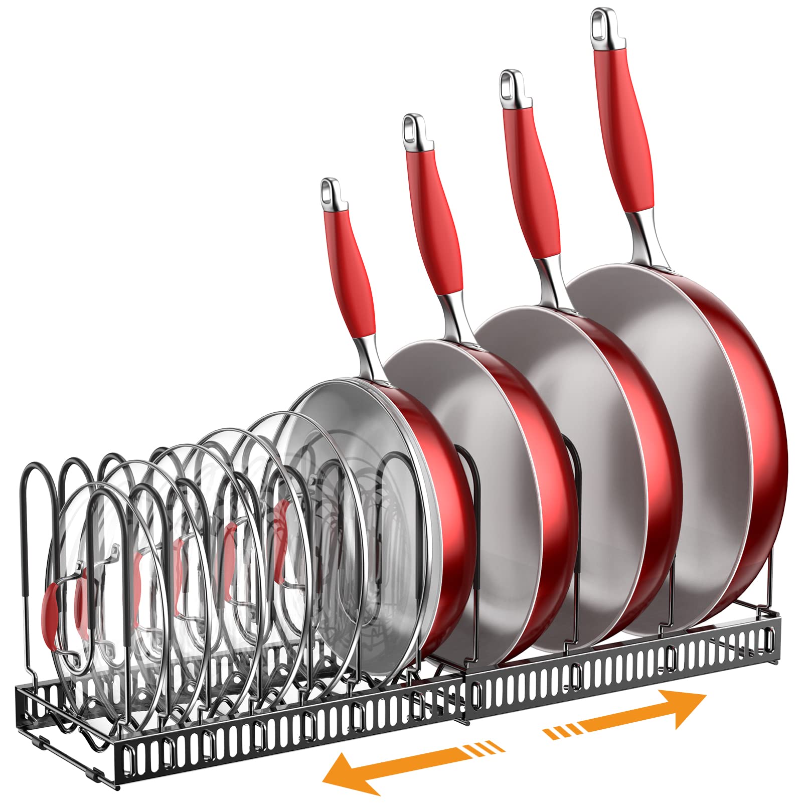 Pots and Pans Organizer, MUDEELA 11 Expandable Pot or Lid Holder