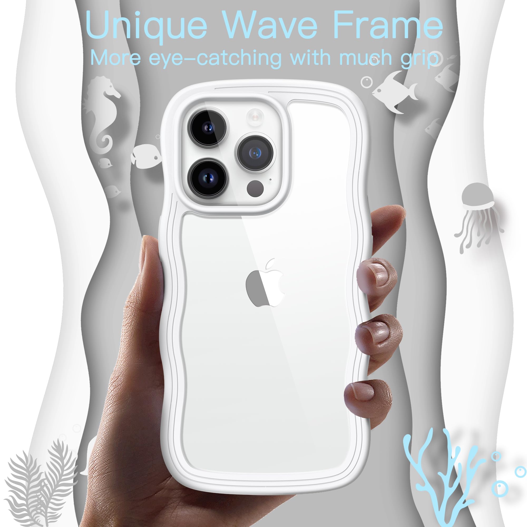Y♡ JETech Cute Case for iPhone 14 Pro 6.1-Inch, Wave Frame Curly