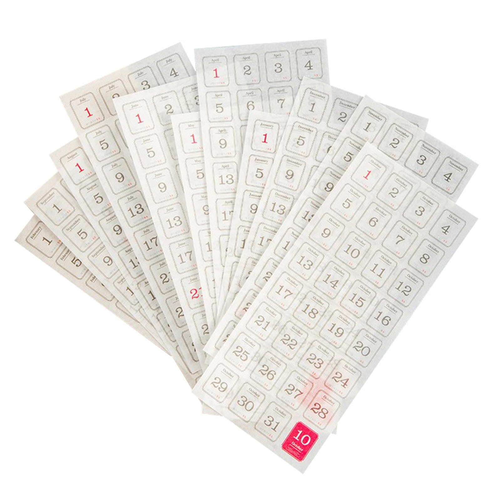 12 Sheets Date Sticker 365 Days Journal Sticker Calendar Craft Supplies for Planners Diaries Scrapbooks