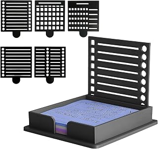 Sticky Note Stencil and Holder, Stick List Organizer, Post It Dispenser for Room and Office Desk Organizer, with Five Different Stencil
