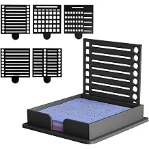 Sticky Note Stencil and Holder, Stick List Organizer, Post It Dispenser for Desk, with 5 Different Templates, 4.25 X 3.54 X 0.59 Inch